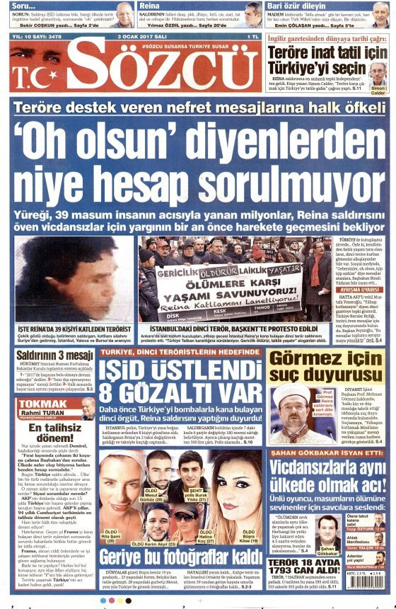 Gazete manşetleri Sözcü - Hürriyet - Cumhuriyet 3 Ocak 2017 ne yazdı? - Resim: 4