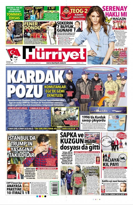 Gazete manşetleri Sözcü - Hürriyet - Habertürk 30 Ocak 2017 neler var? - Resim: 1