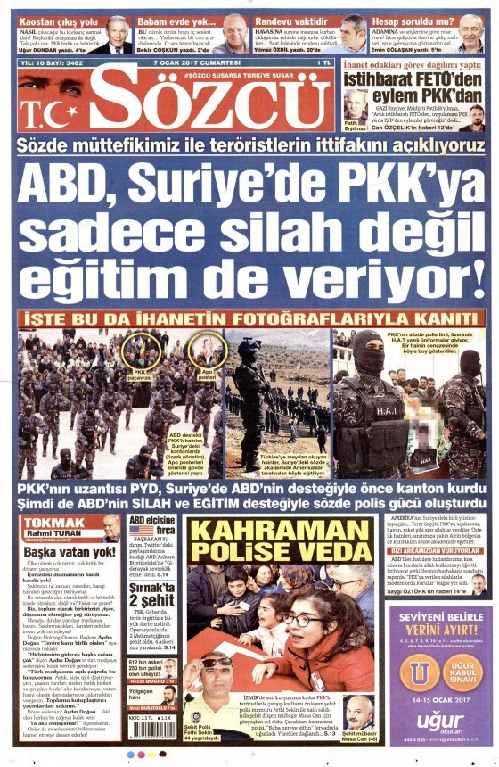 Gazete manşetleri 7 Ocak 2017 Sözcü - Hürriyet - Cumhuriyet  - Resim: 4