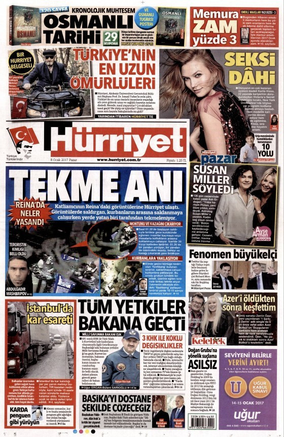 Gazete manşetleri 8 Ocak 2017 Hürriyet - Sözcü - Posta ne yazdı? - Resim: 1