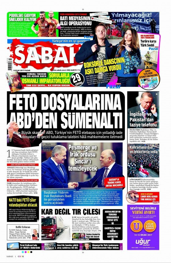 Gazete manşetleri 8 Ocak 2017 Hürriyet - Sözcü - Posta ne yazdı? - Resim: 2