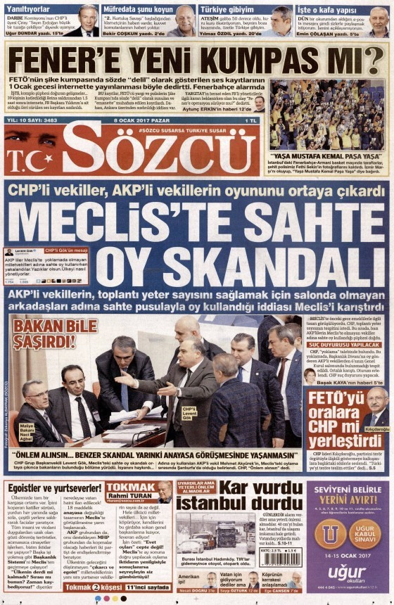 Gazete manşetleri 8 Ocak 2017 Hürriyet - Sözcü - Posta ne yazdı? - Resim: 4