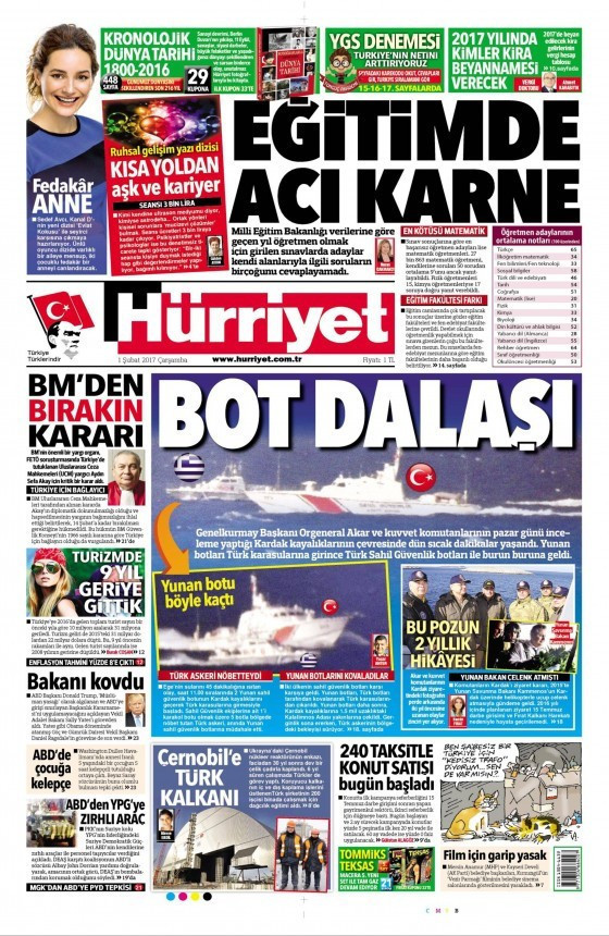 Gazete manşetleri Hürriyet - Sözcü - Yeni Şafak 1 Şubat 2017 neler var? - Resim: 1