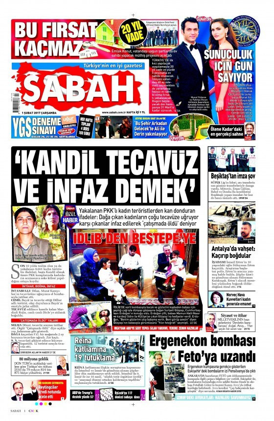 Gazete manşetleri Hürriyet - Sözcü - Yeni Şafak 1 Şubat 2017 neler var? - Resim: 2