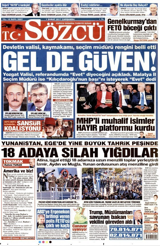Gazete manşetleri Hürriyet - Sözcü - Yeni Şafak 1 Şubat 2017 neler var? - Resim: 4