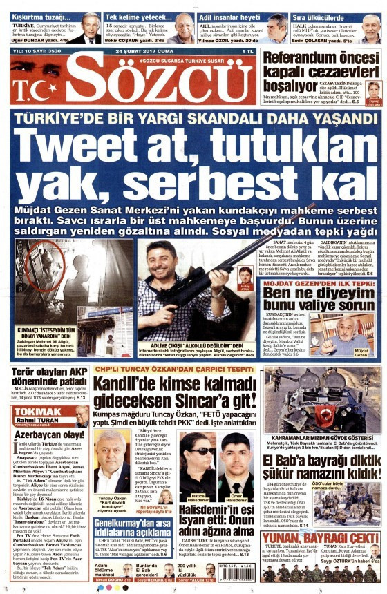 Gazete manşetleri 24 Şubat 2017 Sözcü - Hürriyet - Milliyet - Resim: 4