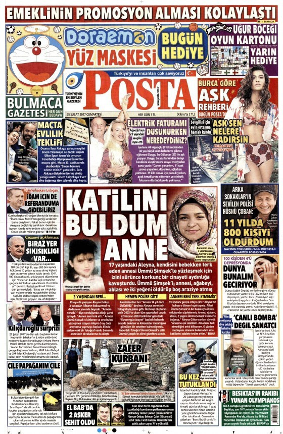 Gazete manşetleri 25 Şubat 2017 Sözcü - Hürriyet - Sabah - Resim: 3