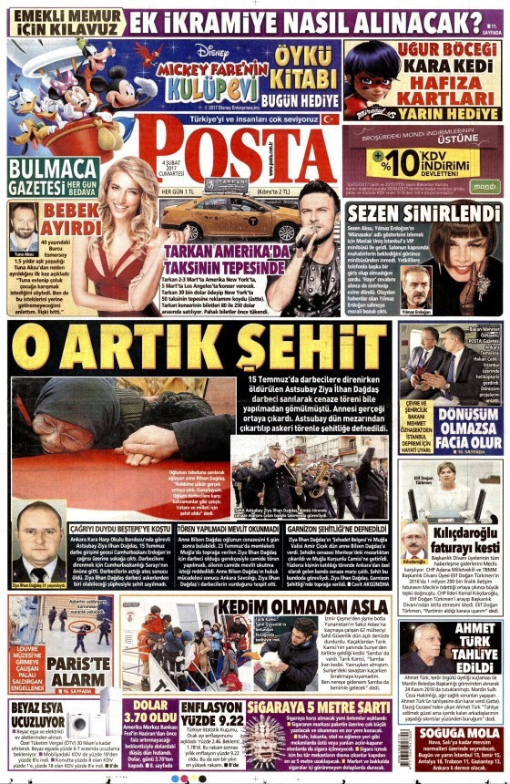 Gazete manşetleri Sözcü - Hürriyet - Habertürk 4 Şubat 2017 - Resim: 3