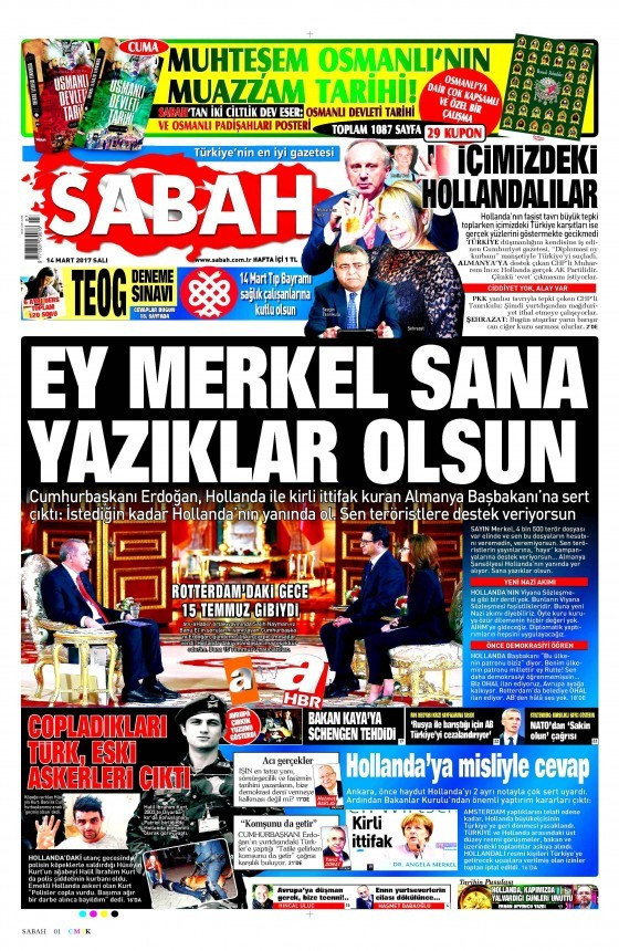 Gazete manşetleri Sözcü - Milliyet - Habertürk 14 Mart 2017 - Resim: 2