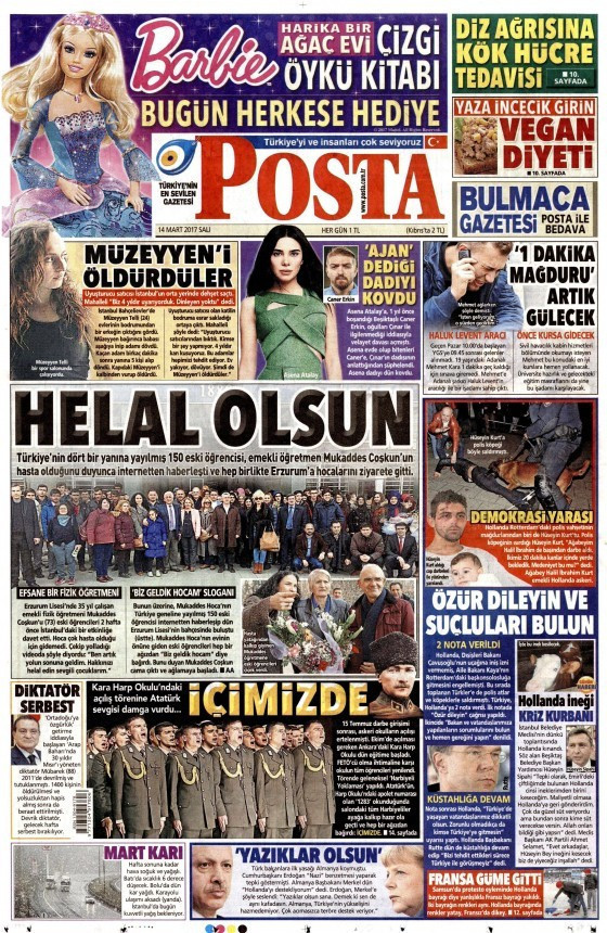 Gazete manşetleri Sözcü - Milliyet - Habertürk 14 Mart 2017 - Resim: 3