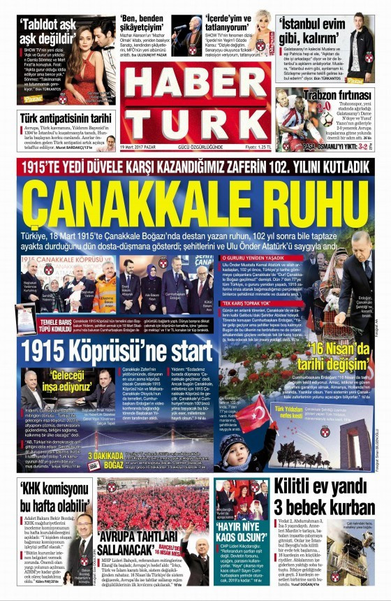 Gazete manşetleri 19 Mart 2017 (Hürriyet-Milliyet-Sabah ne yazdı?) - Resim: 2
