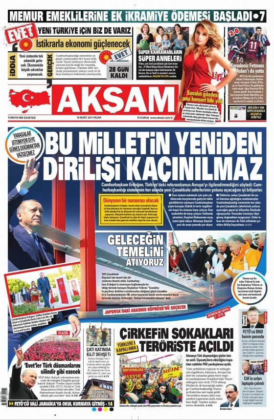 Gazete manşetleri 19 Mart 2017 (Hürriyet-Milliyet-Sabah ne yazdı?) - Resim: 3