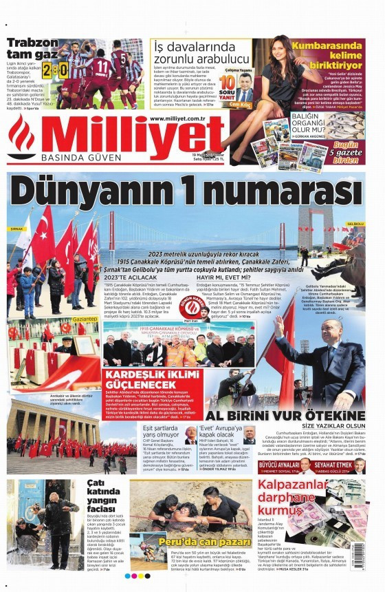 Gazete manşetleri 19 Mart 2017 (Hürriyet-Milliyet-Sabah ne yazdı?) - Resim: 4