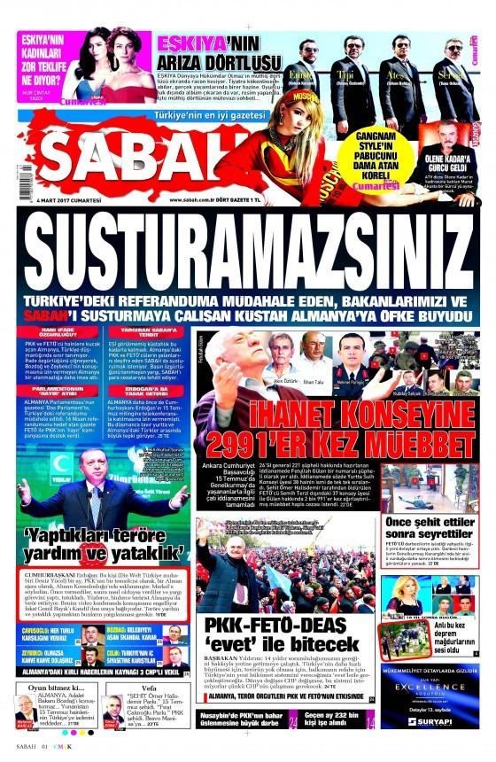 Gazete manşetleri Hürriyet - Sabah - Habertürk 4 Mart 2017 - Resim: 2