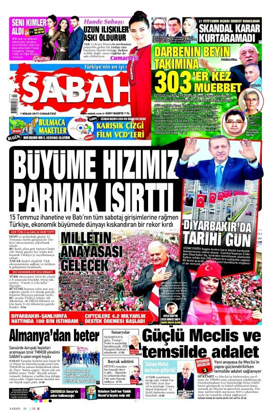 Gazete manşetleri Milliyet - Hürriyet - Sözcü 1 Nisan 2017 - Resim: 2