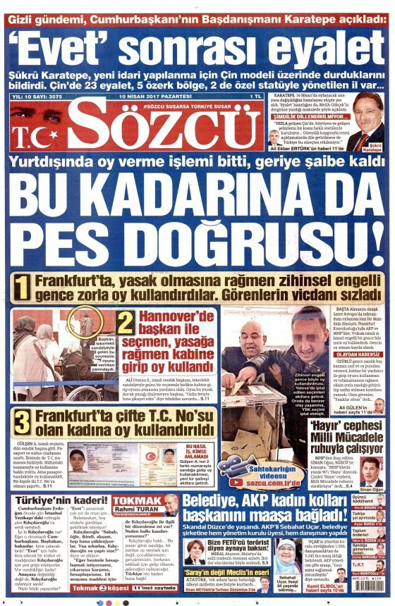 Gazete manşetleri Milliyet - Hürriyet - Sözcü 10 Nisan 2017 - Resim: 4