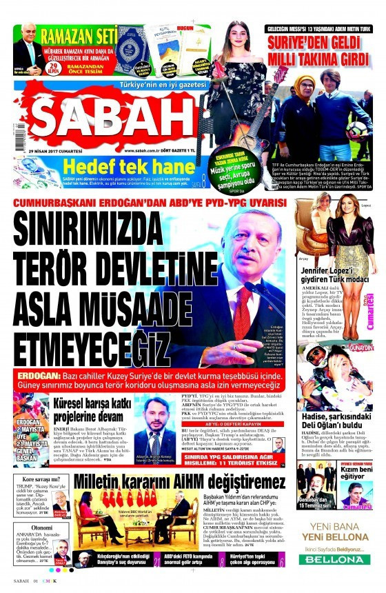 Gazete manşetleri Hürriyet - Sözcü - Milliyet 29 Nisan 2017 - Resim: 2
