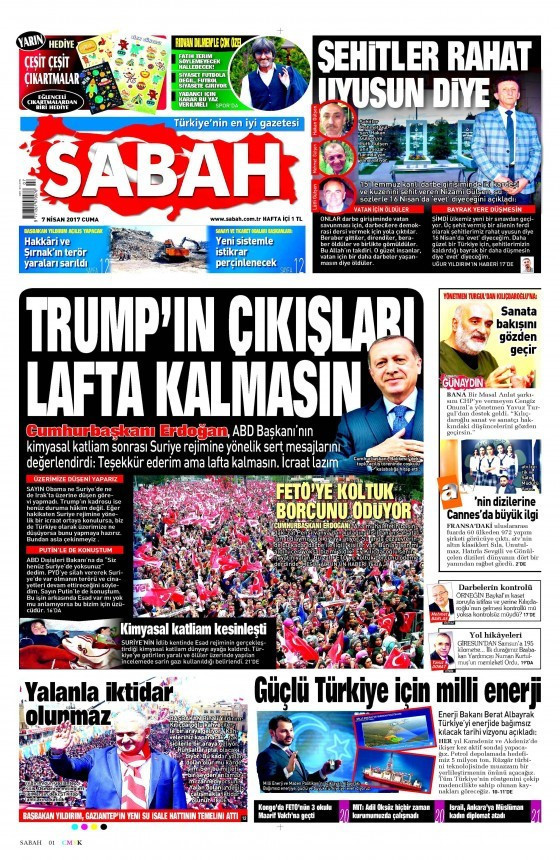 Gazete manşetleri Sözcü - Hürriyet - Milliyet 7 Nisan 2017 - Resim: 3