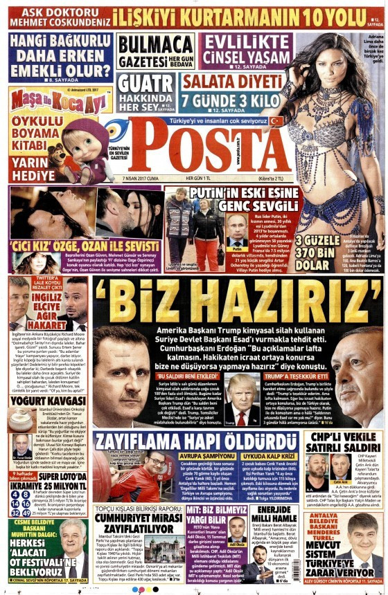 Gazete manşetleri Sözcü - Hürriyet - Milliyet 7 Nisan 2017 - Resim: 4