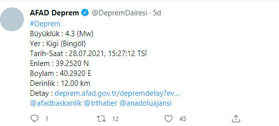 Bingöl'de 4,3 büyüklüğünde deprem oldu! AFAD'dan açıklama var - Resim: 0