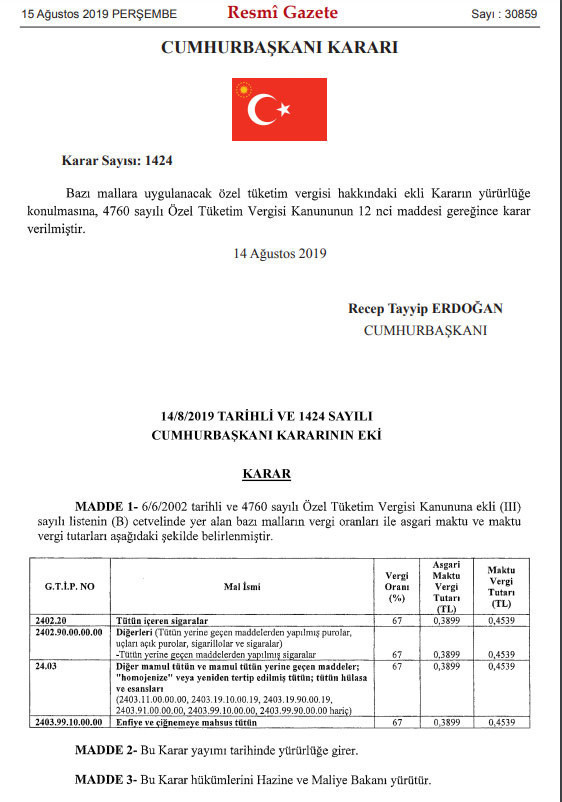 Sigaradan alınan asgari maktu vergi tutarı arttırıldı - Resim: 0