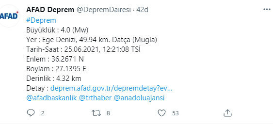 Muğla'nın Datça ilçesinde 4.0 büyüklüğünde deprem! AFAD duyurdu - Resim: 0