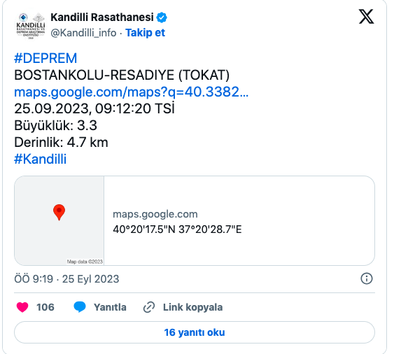 Tokat'ta korkutan deprem! AFAD şiddeti duyurdu - Resim: 0