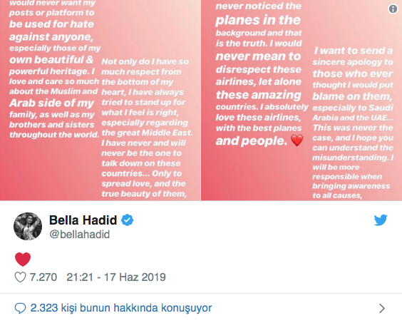 Bella Hadid tt oldu! Sosyal medya hesabından özür diledi - Resim: 3