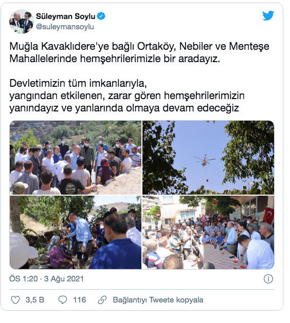 Süleyman Soylu Muğla'da yangından etkilenen vatandaşları ziyaret etti: Gece gündüz buradayız - Resim: 0