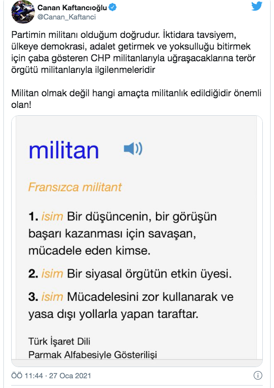 Canan Kaftancıoğlu sözlük paylaştı: Militan olduğum doğrudur - Resim: 0