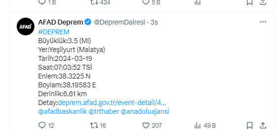 Malatya'da deprem oldu! AFAD'dan açıklama var - Resim: 0