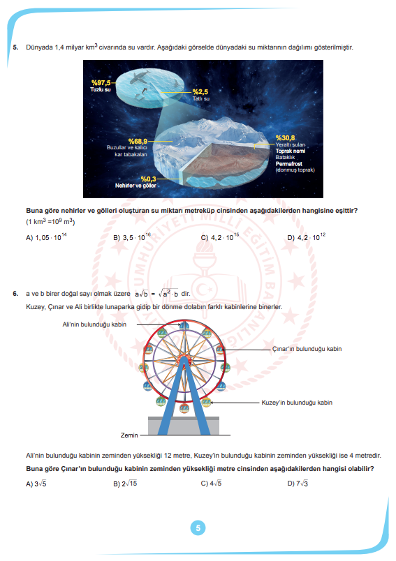 Milli Eğitim Bakanlığı 2020 yılı LGS örnek soru kitapçığı soru ve cevapları - Resim: 4
