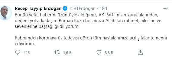 Koronavirüs nedeniyle hayatını kaybeden Burhan Kuzu'ya siyasilerden veda! - Resim: 3