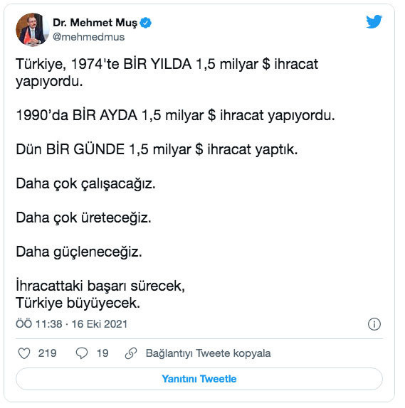 Ticaret Bakanı Mehmet Muş duyurdu: Bir günde 1.5 milyar dolarlık ihracat yapıldı - Resim: 0