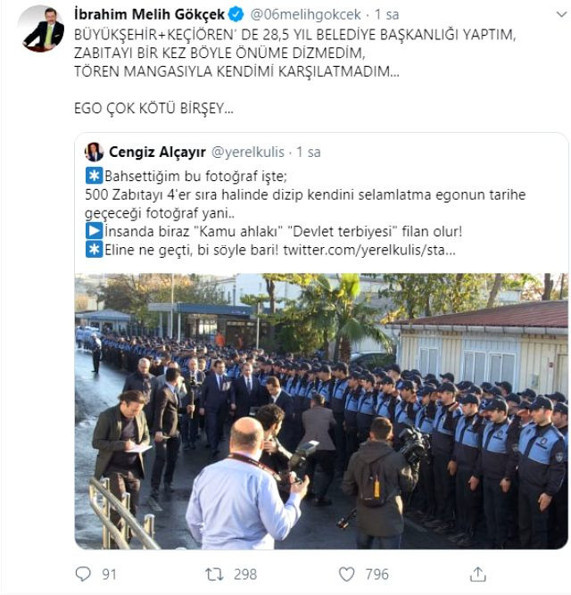 Gökçek'ten 500 zabıtayı sıraya dizdiği iddia edilen İmamoğlu'na gönderme - Resim: 1