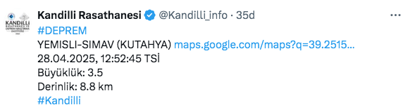 Son deprem İstanbul ve Kütahya'da oldu Kandilli büyüklüğünü açıkladı - Resim: 1