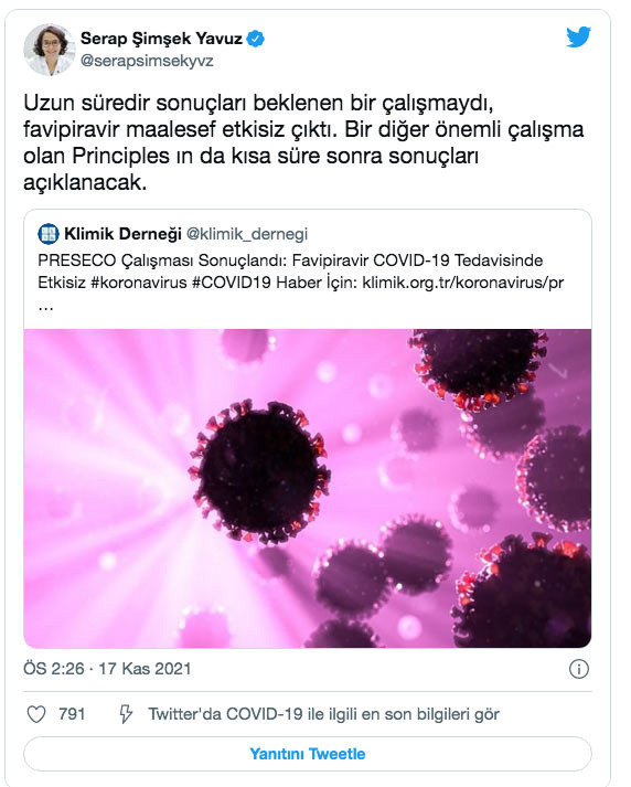 Koronavirüs tedavisinde kullanılıyordu etkisiz çıktı Bilim Kurulu Üyesi Serap Şimşek Yavuz açıkladı - Resim: 0