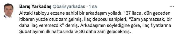 İlaç fiyatlarına yüzde 36 zam geldi fiyatı artan 137 ilacın listesini Barış Yarkadaş paylaştı - Resim: 0