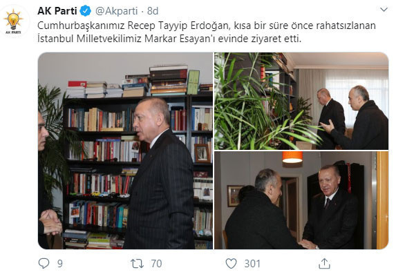 Erdoğan'dan Markar Esayan'a ziyaret - Resim: 0