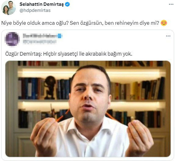 Selahattin Demirtaş'tan Özgür Demirtaş'a: Niye böyle olduk amca oğlu? - Resim: 0