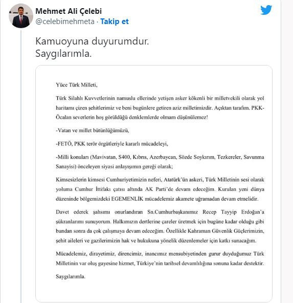 Mehmet Ali Çelebi tercihini yaptı! 'Yoluma AK Parti ile devam edeceğim' - Resim: 1