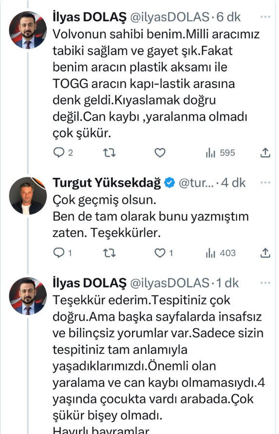Togg ile Volvo kaza yaptı görüntüler gündem oldu işin gerçeğini Turgut Yüksekdağ yazdı - Resim: 2