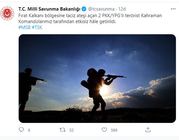 Milli Savunma Bakanlığı: 2 PKK/YPG'li terörist etkisiz hale getirildi - Resim: 0