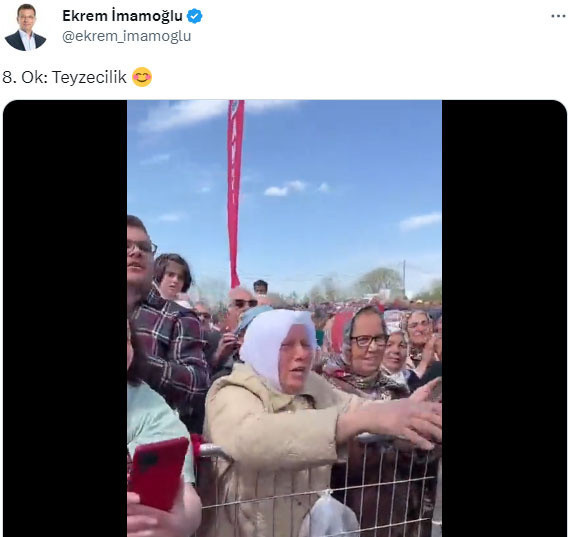 Ekrem İmamoğlu paylaştı: Sekizinci ok, teyzecilik - Resim: 0