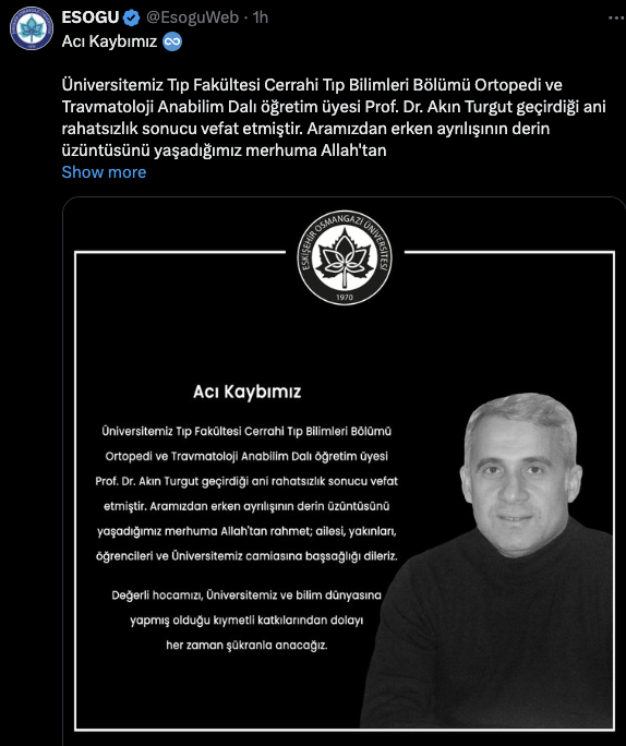 Üniversite yasa boğuldu! Prof. Dr. Akın Turgut hayatını kaybetti - Resim: 0