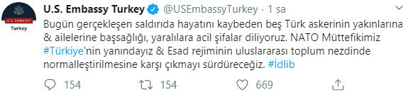 ABD'den İdlib şehitleri için taziye mesajı - Resim: 0