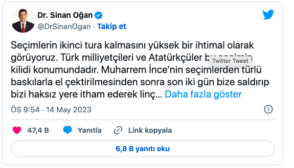 Sinan Oğan'dan 'ikinci tur' açıklaması! Milliyetçiler bu seçimin kilidi - Resim: 0