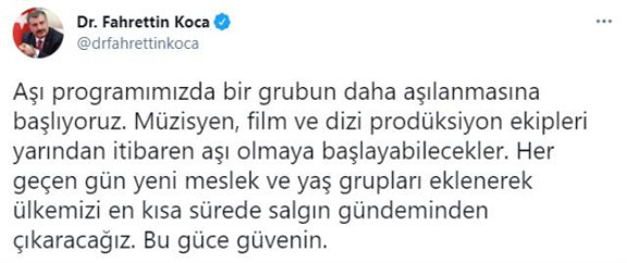 Müzisyen, film ve dizi prodüksiyon ekipleri aşı olmaya başlayacak - Resim: 0