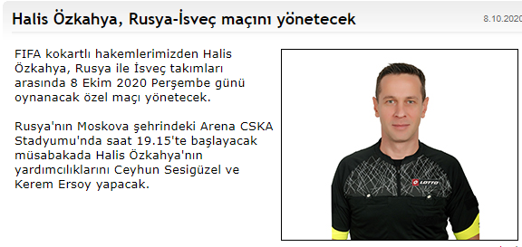 Rusya - İsveç maçını Halis Özkahya yönetecek - Resim: 0