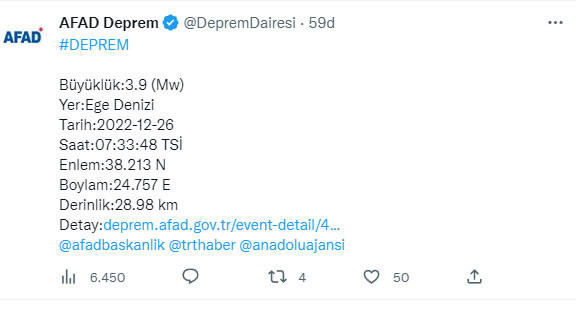 Ege Denizi'nde deprem oldu! AFAD şiddetini açıkladı - Resim: 0